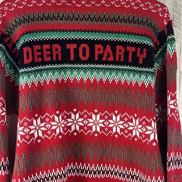 Blizzard Bay Ugly Christmas Sweater Mens Size M Deer Rex Drink Holder Pocket New - Picture 4 of 5